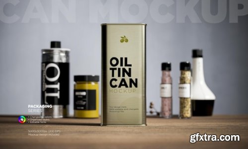 Metal oil tin can mockups