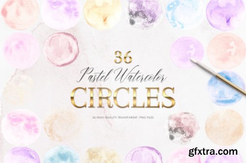 36 Watercolor Circles Clipart