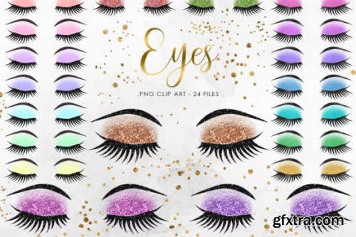 Eyes Clipart, Glitter Eyelashes Clip Art