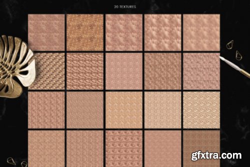 Seamless Rose Gold Patterns, Metallic