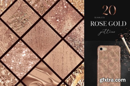 Seamless Rose Gold Patterns, Metallic