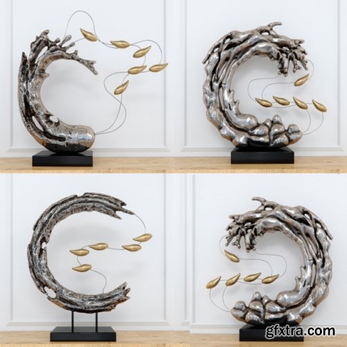 Abstract Resin sculpture with birds