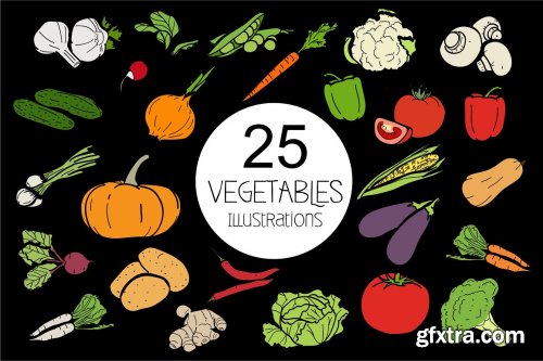 CreativeMarket - Vegetables 25 types of garden plants 3338263