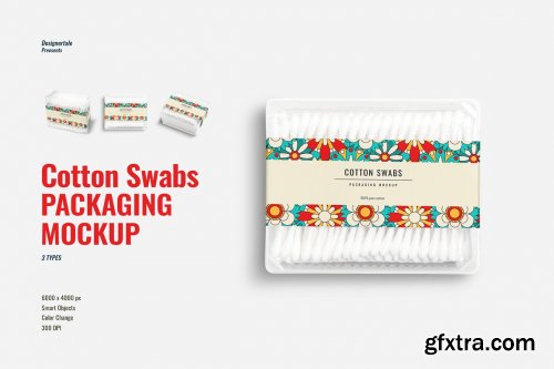 CreativeMarket - Cotton Swabs Pack Branding Mockup 7116038