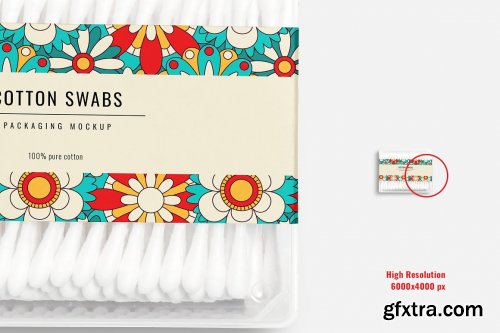 CreativeMarket - Cotton Swabs Pack Branding Mockup 7116038