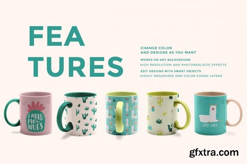 CreativeMarket - Ceramic Coffee Mugs Mockup Set 4518444