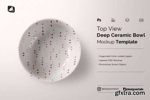 CreativeMarket - Top View Deep Ceramic Bowl Mockup 4966637