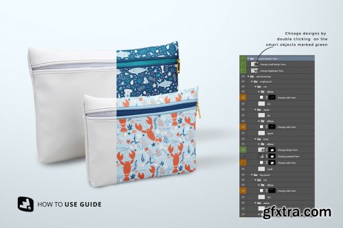 CreativeMarket - Set Of Travel Bathroom Pouche Mockup 4947432