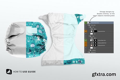 CreativeMarket - Reusable Velcro Cloth Diaper Mockup 5203506