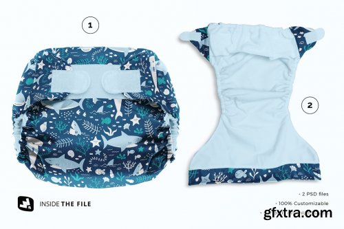 CreativeMarket - Reusable Velcro Cloth Diaper Mockup 5203506