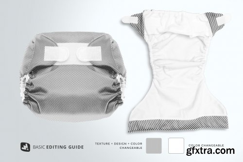 CreativeMarket - Reusable Velcro Cloth Diaper Mockup 5203506