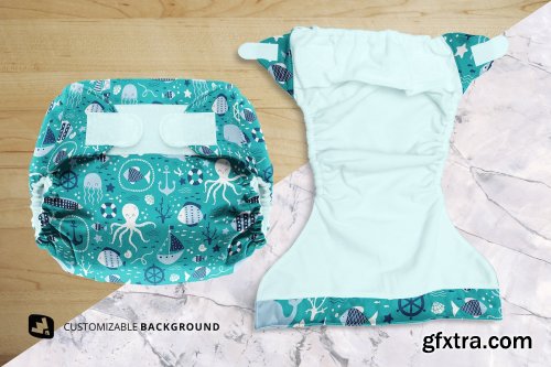 CreativeMarket - Reusable Velcro Cloth Diaper Mockup 5203506