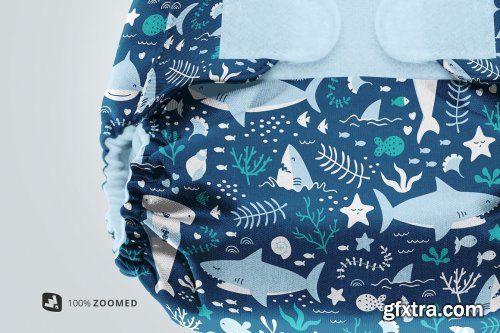 CreativeMarket - Reusable Velcro Cloth Diaper Mockup 5203506