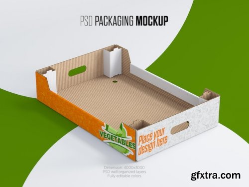 Stacked vegetable boxes mockups