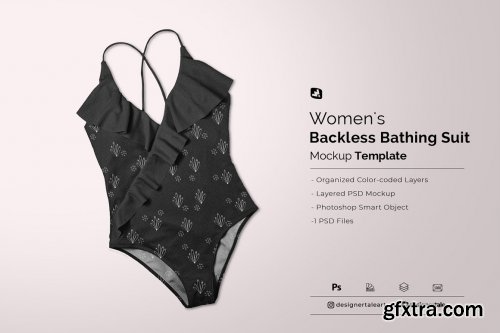 CreativeMarket - Women's Backless Bathing Suit Mockup 6624883