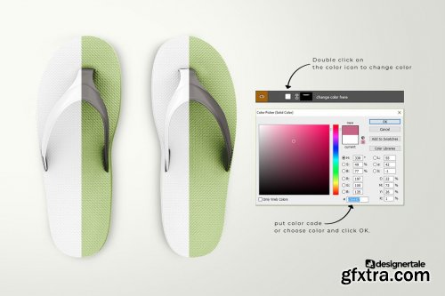 CreativeMarket - Rubber Flip Flop Sandals Mockup 6670930