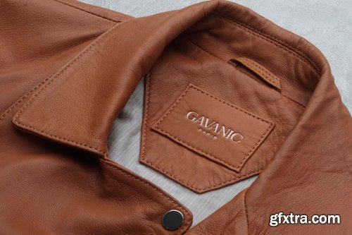 Logo mockup brown leather jacket