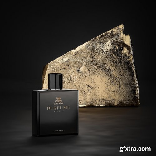 Black perfume bottle luxury logo mockup