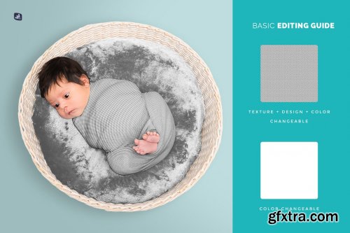 CreativeMarket - Top View Newborn Swaddle Wrap Mockup 6645734