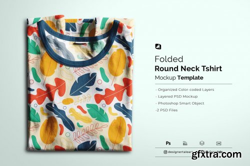 CreativeMarket - Folded Round Neck Tshirt Mockup 6683234