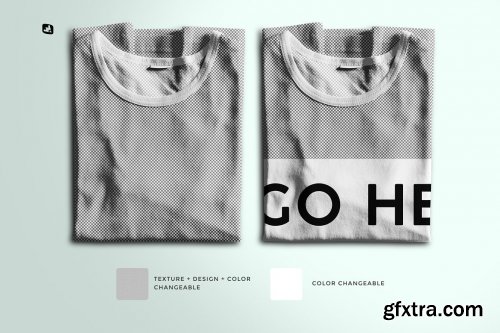 CreativeMarket - Folded Round Neck Tshirt Mockup 6683234