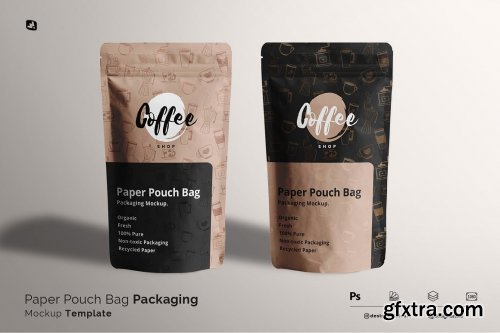 CreativeMarket - Paper Pouch Bag Packaging Mockup 6504939