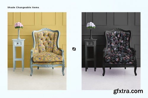 CreativeMarket - Luxurious Vintage Armchair Mockup 6537868