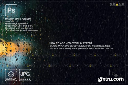 CreativeMarket - Rain Photoshop Overlays 6964341