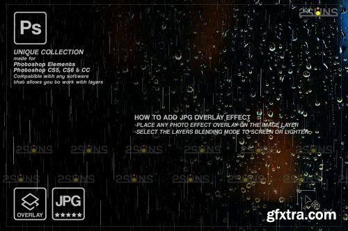 CreativeMarket - Rain Photoshop Overlays 6964341