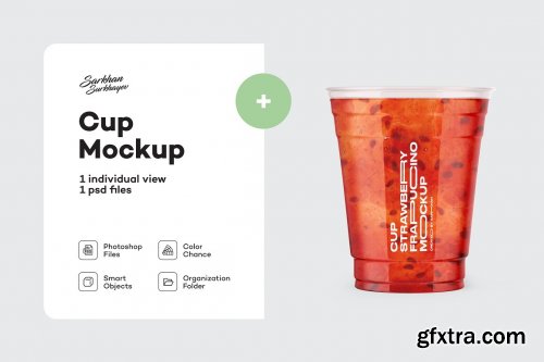 CreativeMarket - Cup With Strawberry Frappuccino 7131625