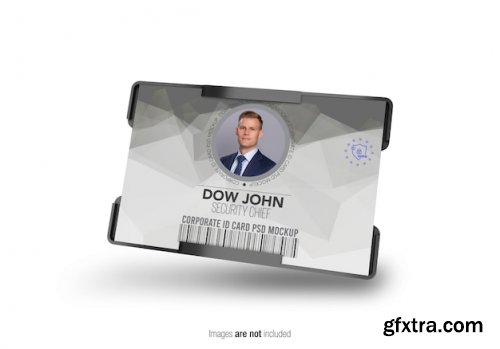 Horizontal corporate id card holder mockup