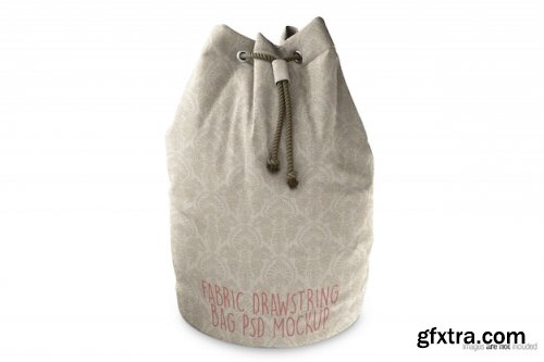 Canvas fabric drawstring bag mockup