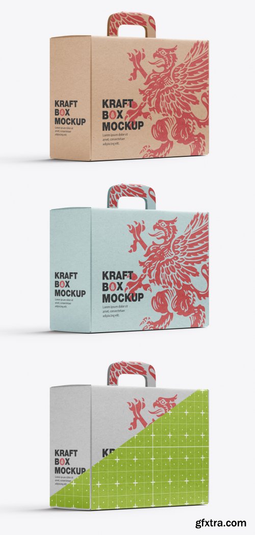  Kraft Paper Box with Handle 473850268