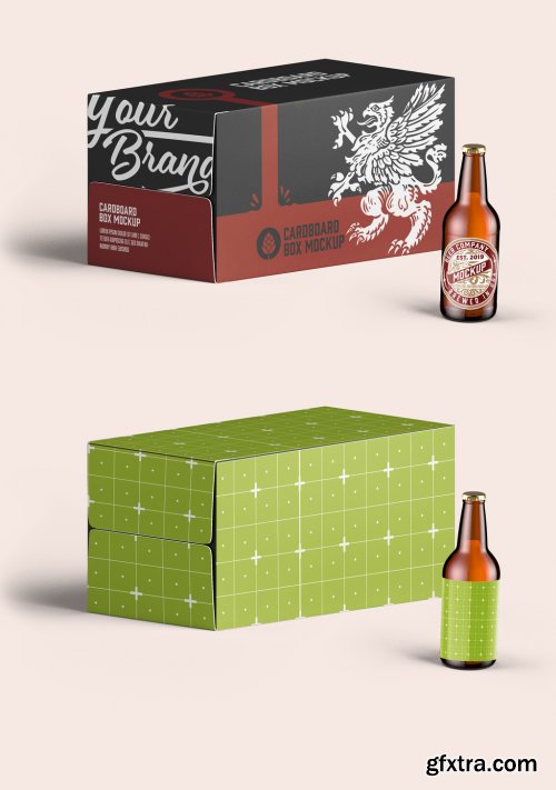 Beer and Cardboard Box Mockup 458570733