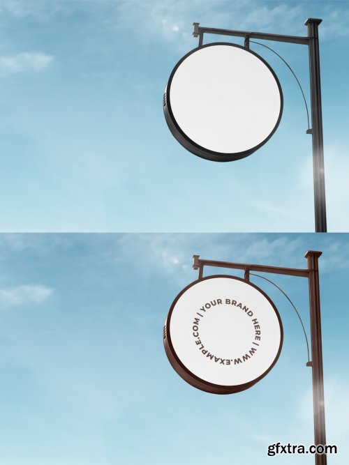  Round Classic Sign Post Mockup 