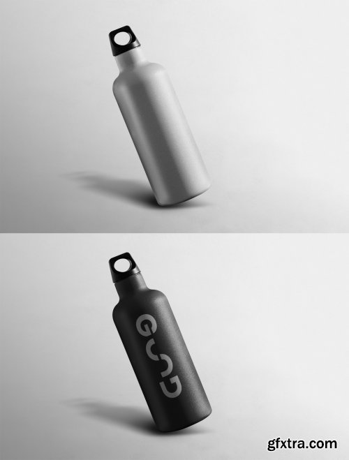 Minimal Sport Bottle Mockup in Stainless Steel