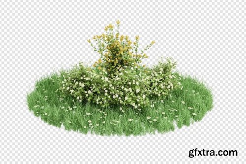 Various types of grass and tree in 3d rendering isolated Premium Psd 