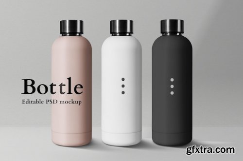 Stainless Steel Bottle Mockup in Minimal Design 442162610