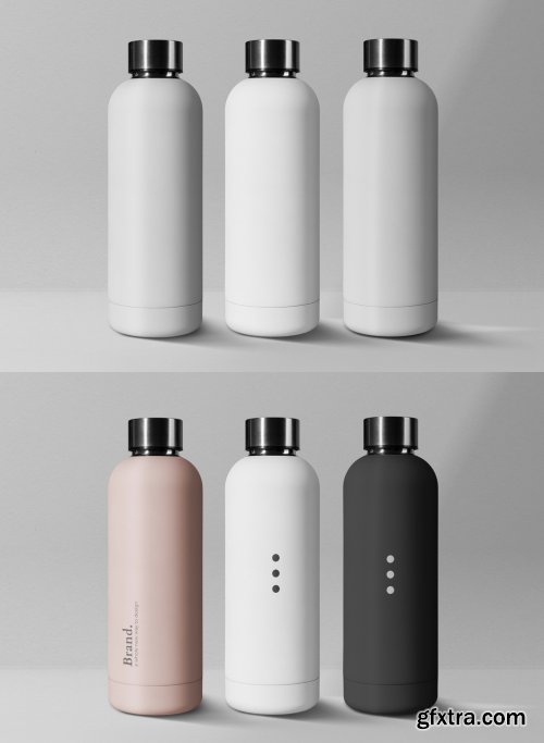 Stainless Steel Bottle Mockup in Minimal Design 442162610