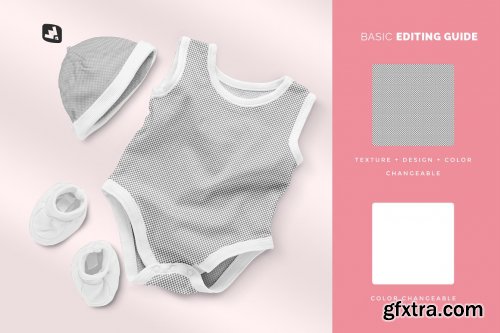 CreativeMarket - Baby Romper With Cap Mockup 4934624