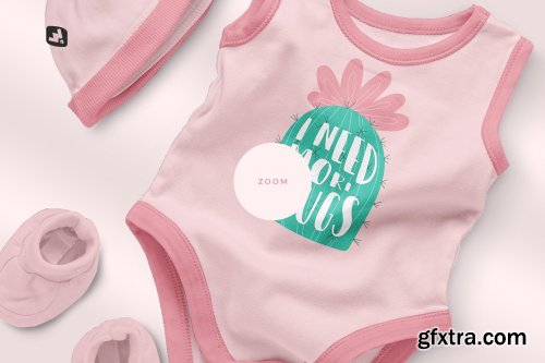 CreativeMarket - Baby Romper With Cap Mockup 4934624