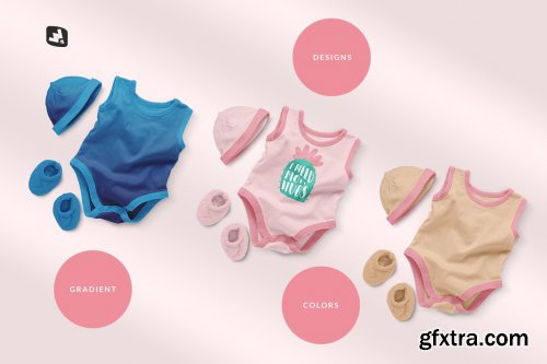 CreativeMarket - Baby Romper With Cap Mockup 4934624