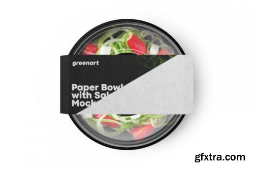  Paper Bowl with Salad Mockup