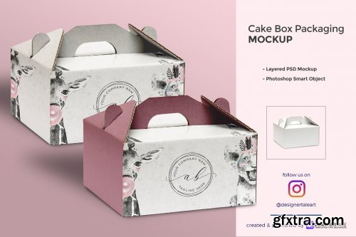 CreativeMarket - Cake Box Packaging Mockup 5276257