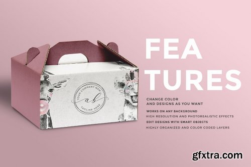 CreativeMarket - Cake Box Packaging Mockup 5276257