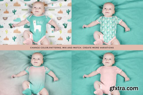 CreativeMarket - Top View Newborn Baby Outfit Mockup 4437883