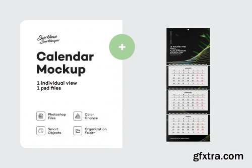 CreativeMarket - 3 Months Wall Calendar Mockup 7131455