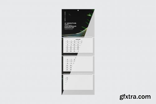 CreativeMarket - 3 Months Wall Calendar Mockup 7131455