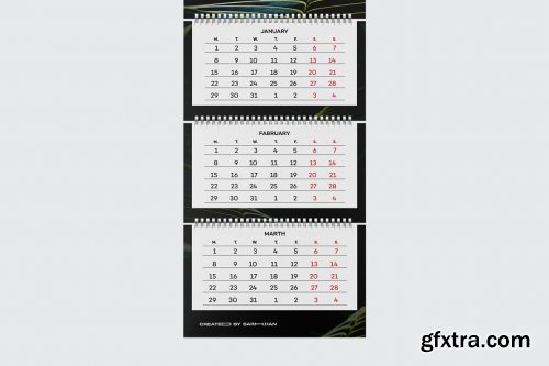 CreativeMarket - 3 Months Wall Calendar Mockup 7131455