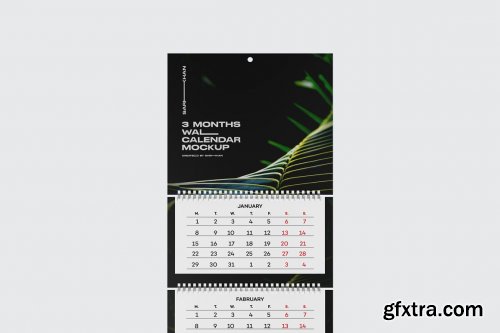 CreativeMarket - 3 Months Wall Calendar Mockup 7131455